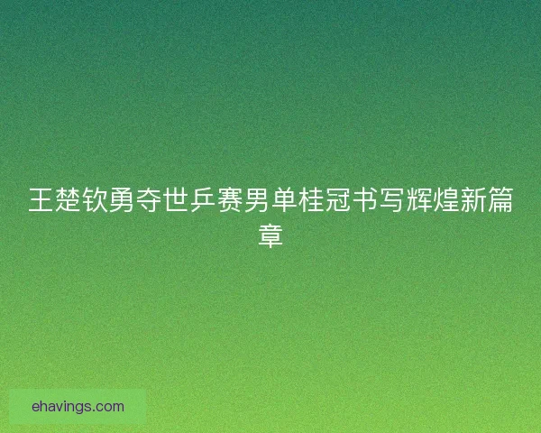王楚钦勇夺世乒赛男单桂冠书写辉煌新篇章