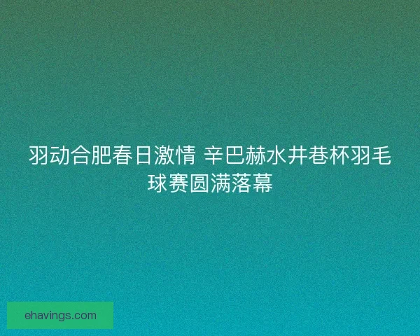 羽动合肥春日激情 辛巴赫水井巷杯羽毛球赛圆满落幕