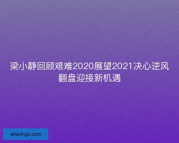 梁小静回顾艰难2020展望2021决心逆风翻盘迎接新机遇 梁小静回顾艰难2020展望2021决心逆风翻盘迎接新机遇