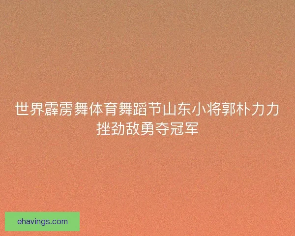 世界霹雳舞体育舞蹈节山东小将郭朴力力挫劲敌勇夺冠军