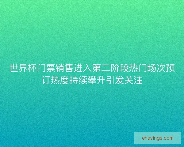 世界杯门票销售进入第二阶段热门场次预订热度持续攀升引发关注
